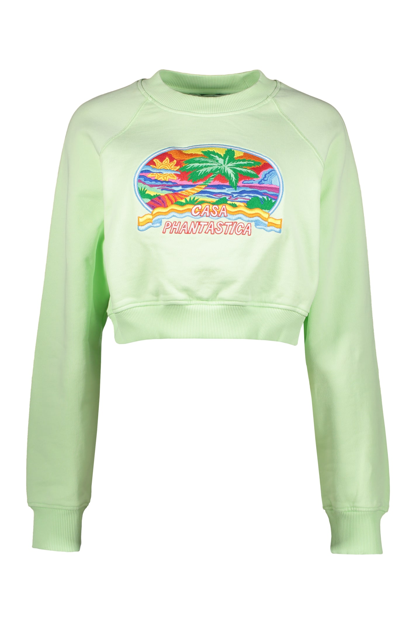 Shop Casablanca Patch Cotton Sweatshirt In Green