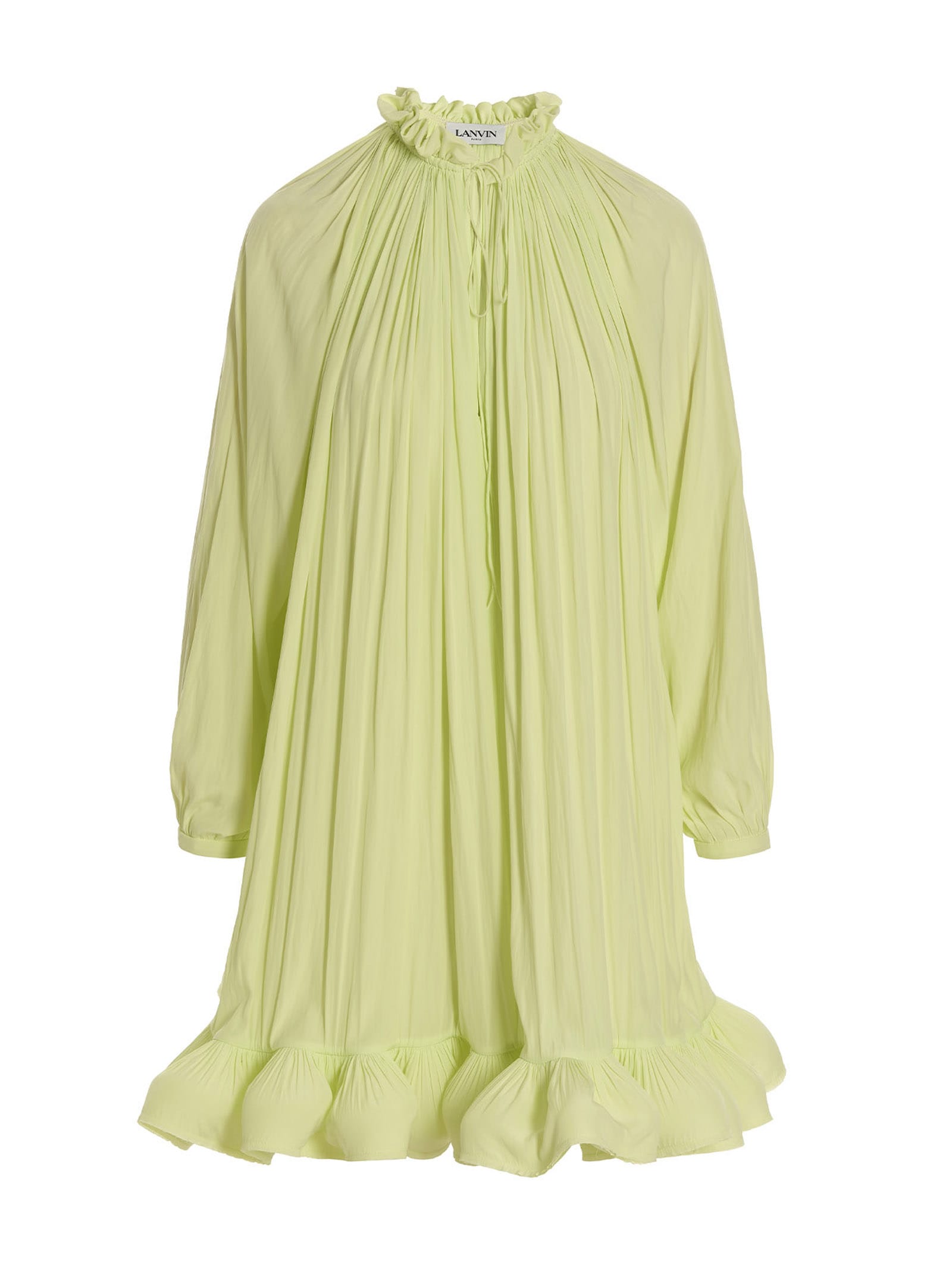 Shop Lanvin Flounced Dress In Lemon