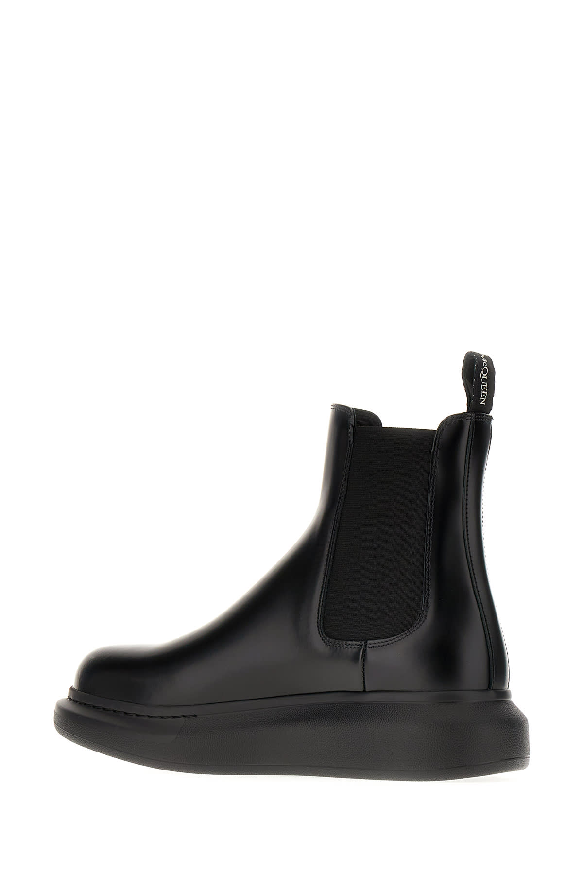 Shop Alexander Mcqueen Black Leather Hybrid Ankle Boots