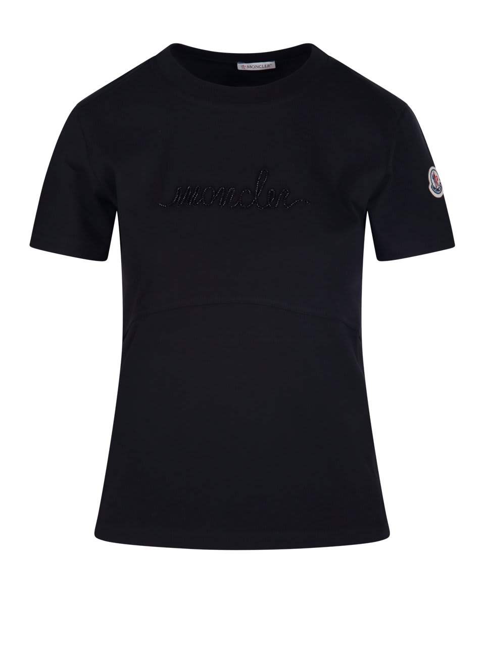 Shop Moncler Logo Patch Crewneck T-shirt In Black