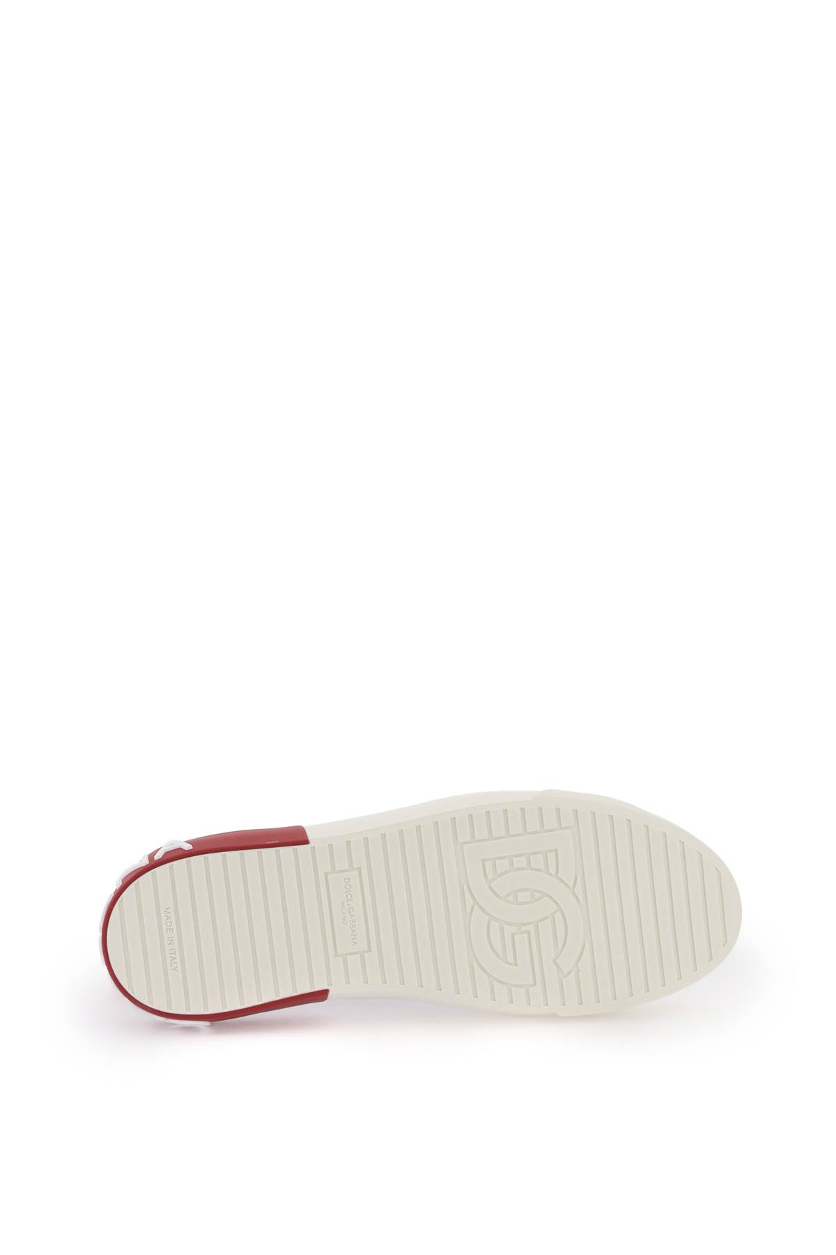 Dolce & Gabbana 'portofino' White And Red Low Top Sneakers With Logo Patch In White