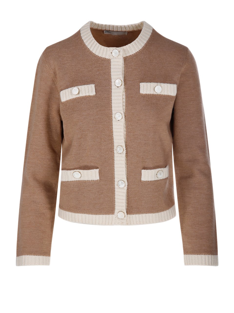 Shop Tory Burch Kendra Chunky Knit Cardigan In Camel Heather / French Cream