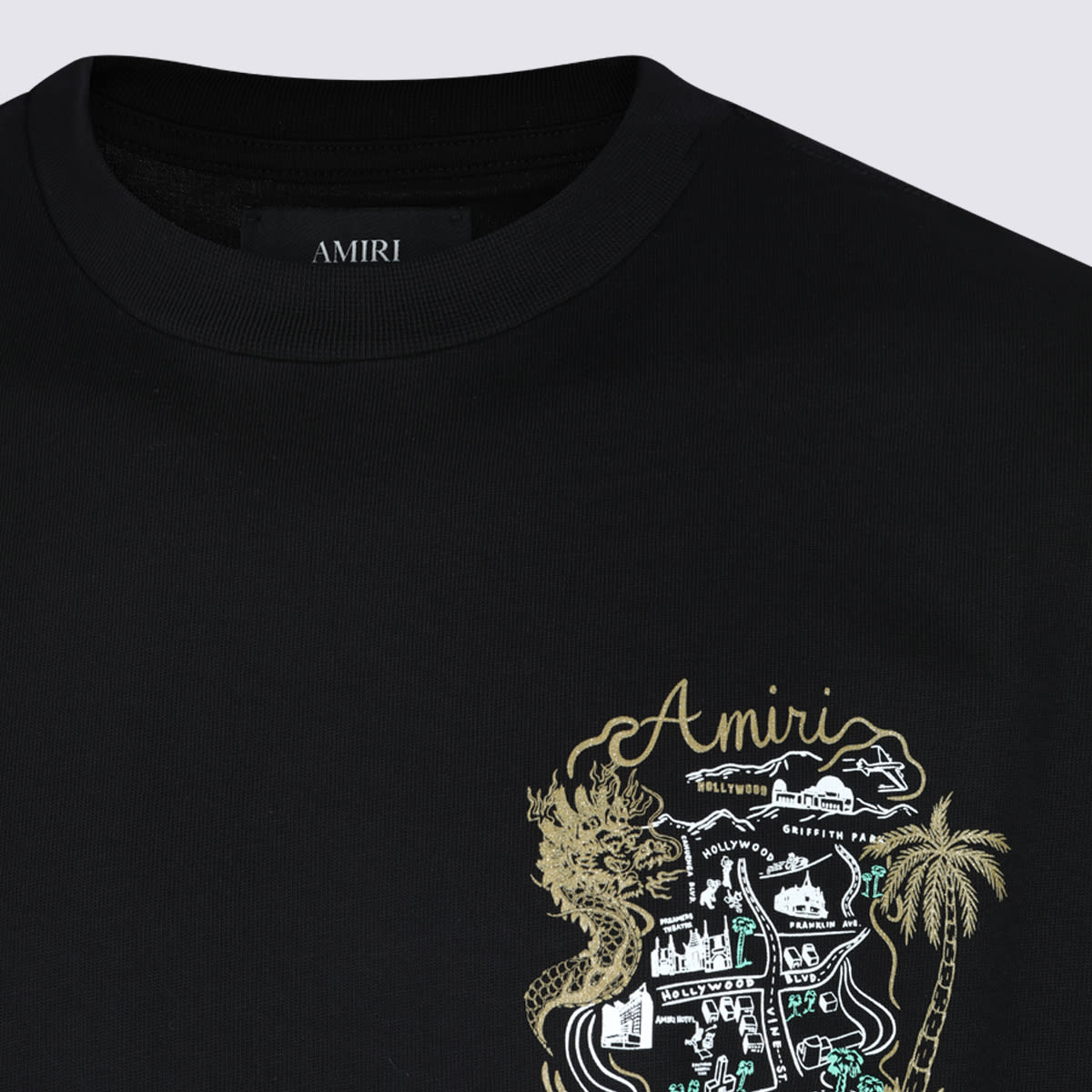 Amiri Mens Black Hollywood Oversized Cotton-jersey T-shirt Xl In Black