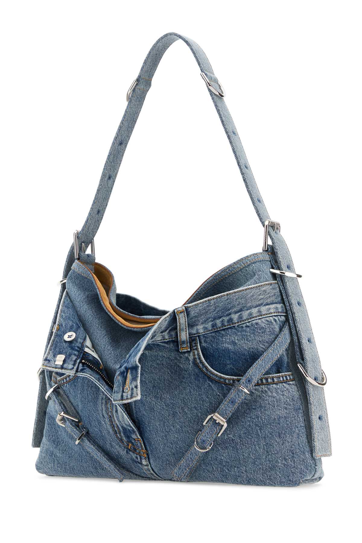 Shop Givenchy Denim Medium Voyou Boyfriend Shoulder Bag In Mediumblue