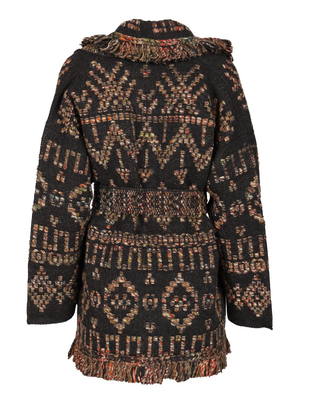 Alanui Fringe Detailing Wool Blend Cardigan In Brown