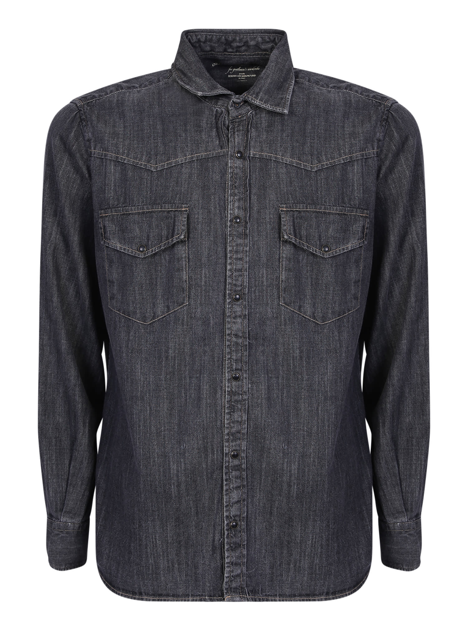 Original Vintage Black Denim Texan Shirt With Pockets