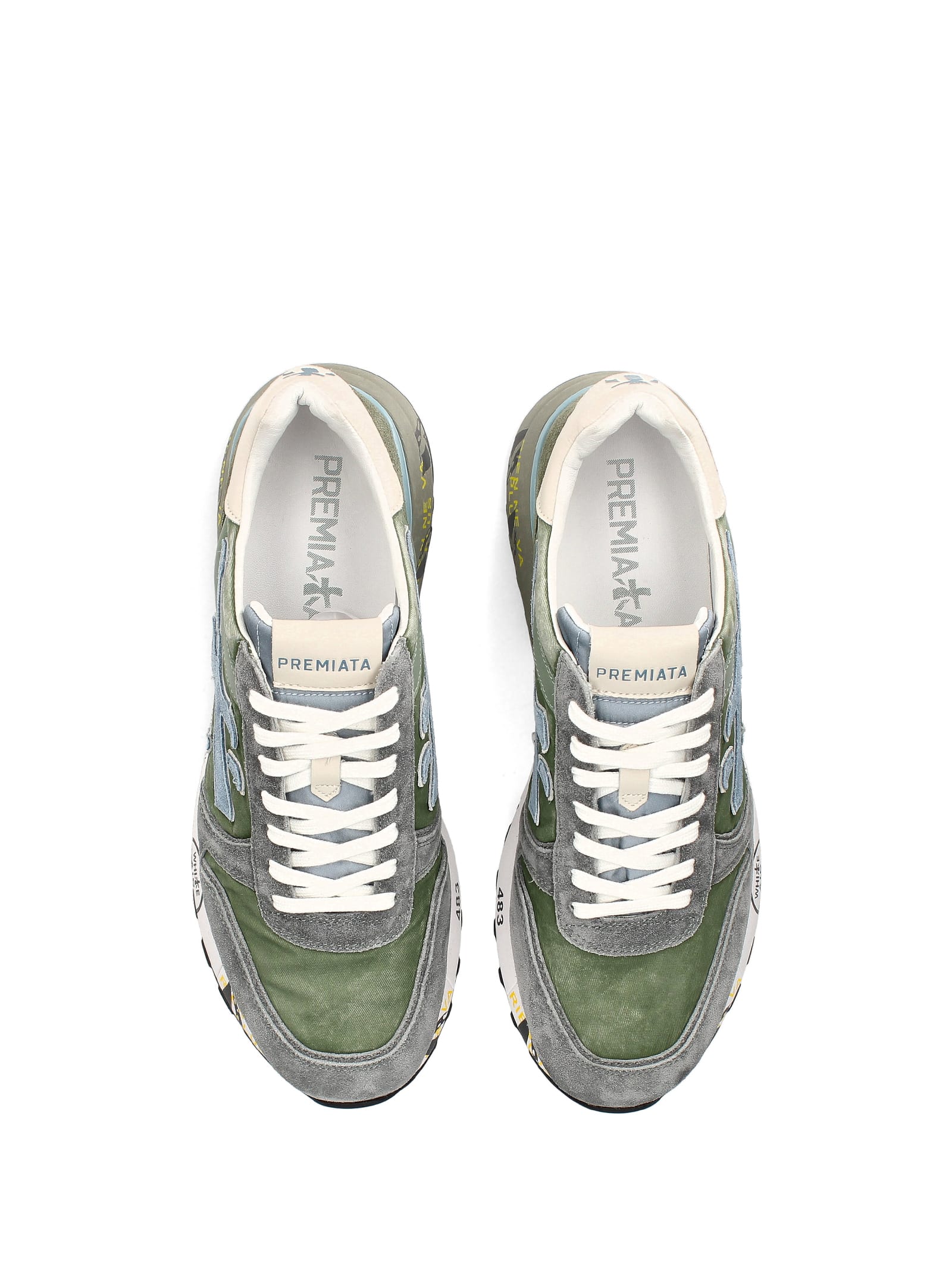 Shop Premiata Mick 6617 Green Sneaker In Greay Light Blue