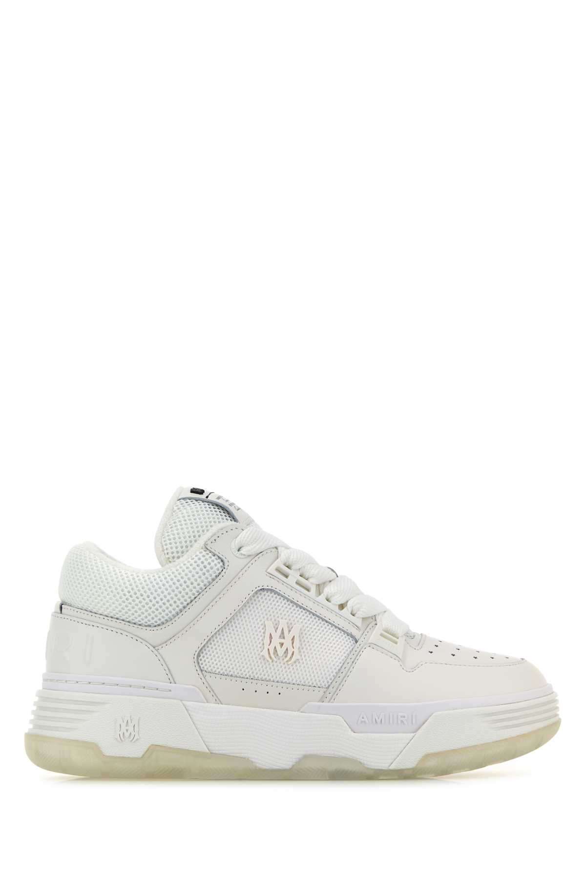 White Leather And Fabric Ma-1 Sneakers