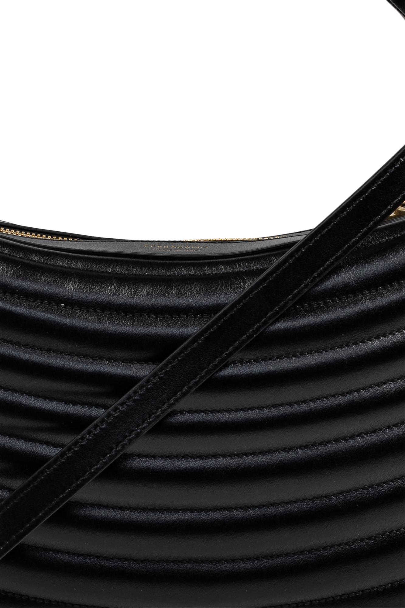 Shop Ferragamo Quilted Shoulder Bag In Nero