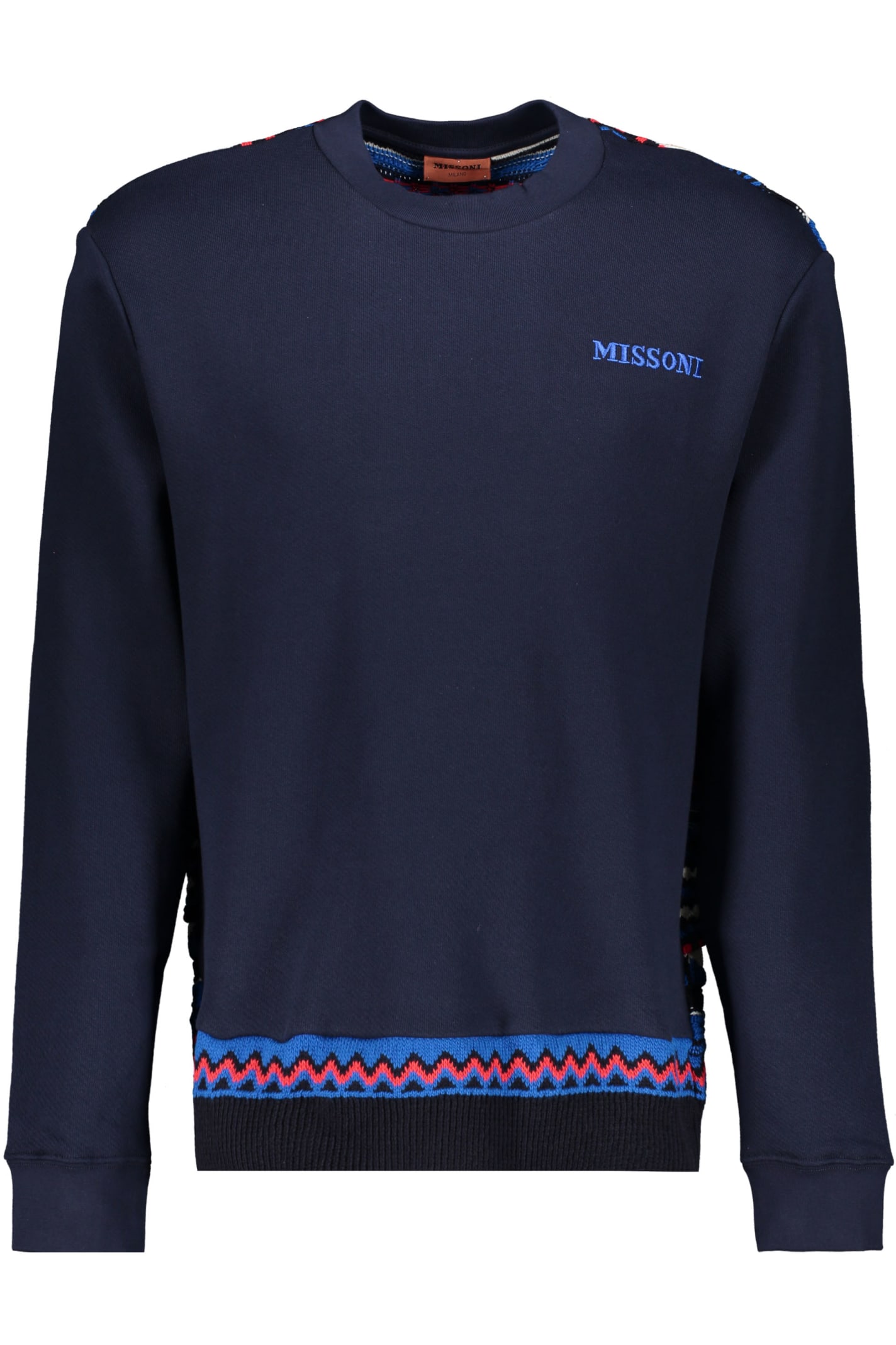 Shop Missoni Cotton Crew-neck Sweatshirt In Blue