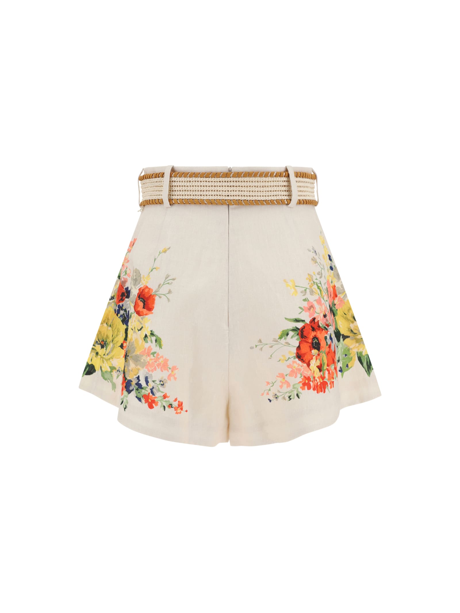 Shop Zimmermann Alight Tuck Shorts In Ivory Floral