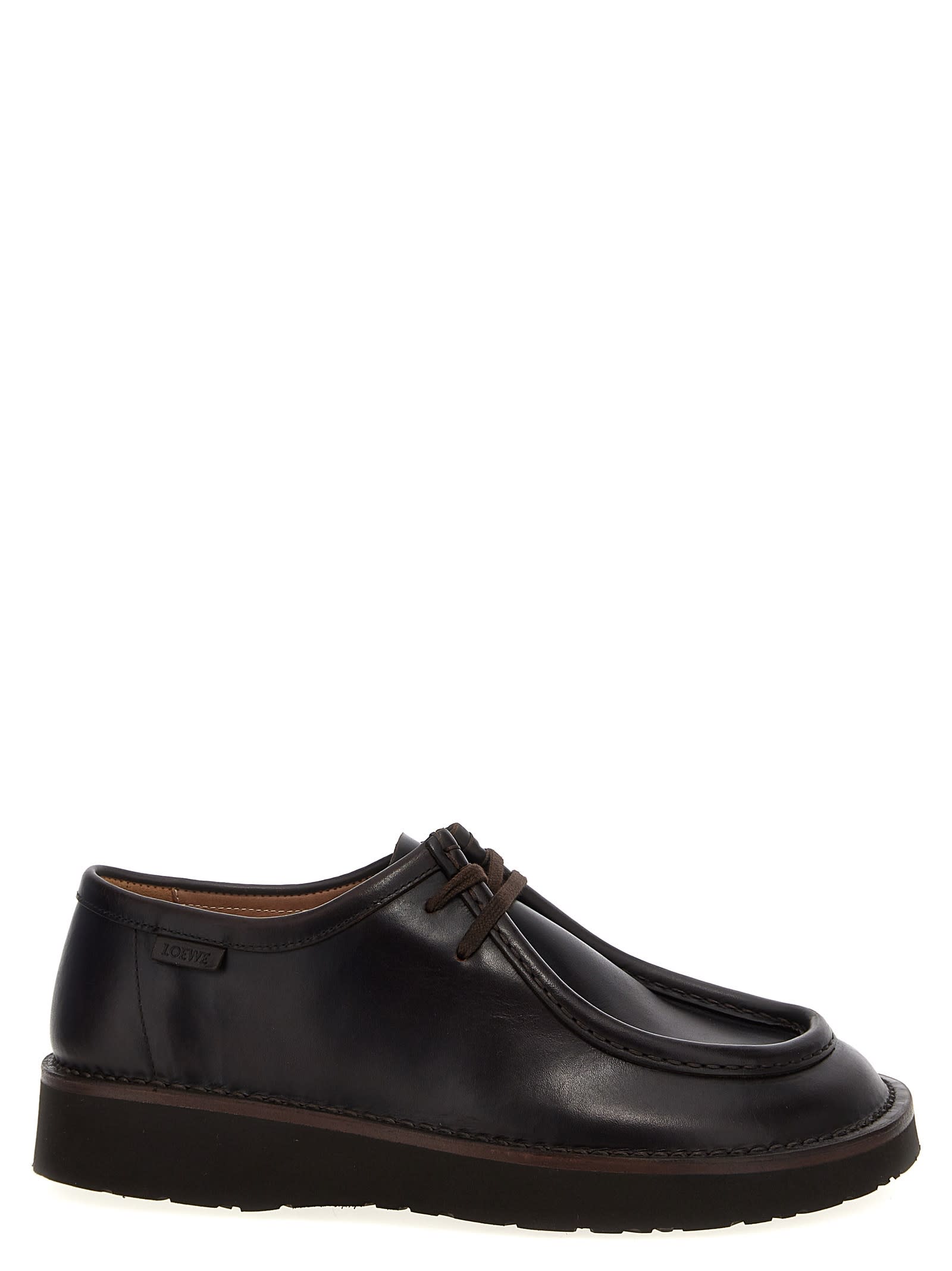 Shop Loewe Faro Lace Up Shoes In Brown