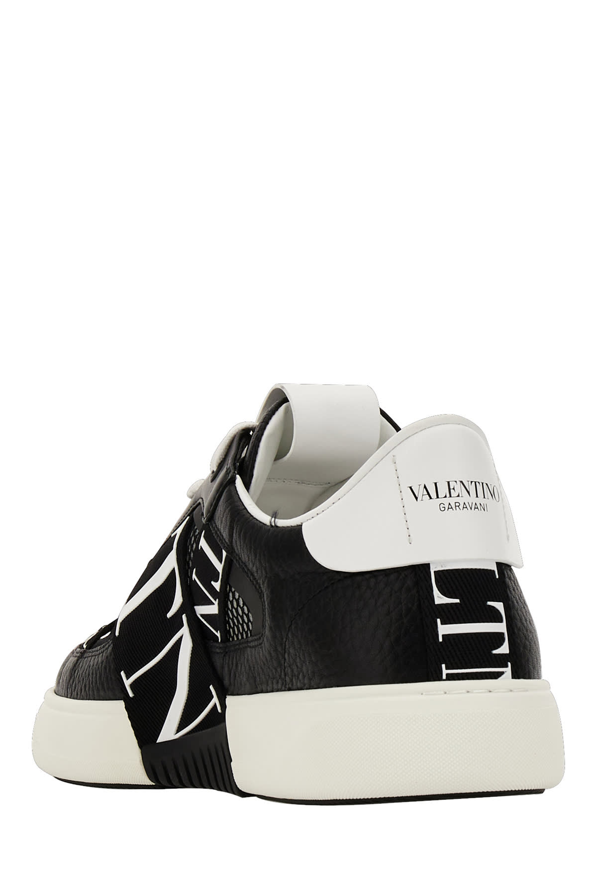 Shop Valentino Black Leather Vltn Sneakers In 0ni