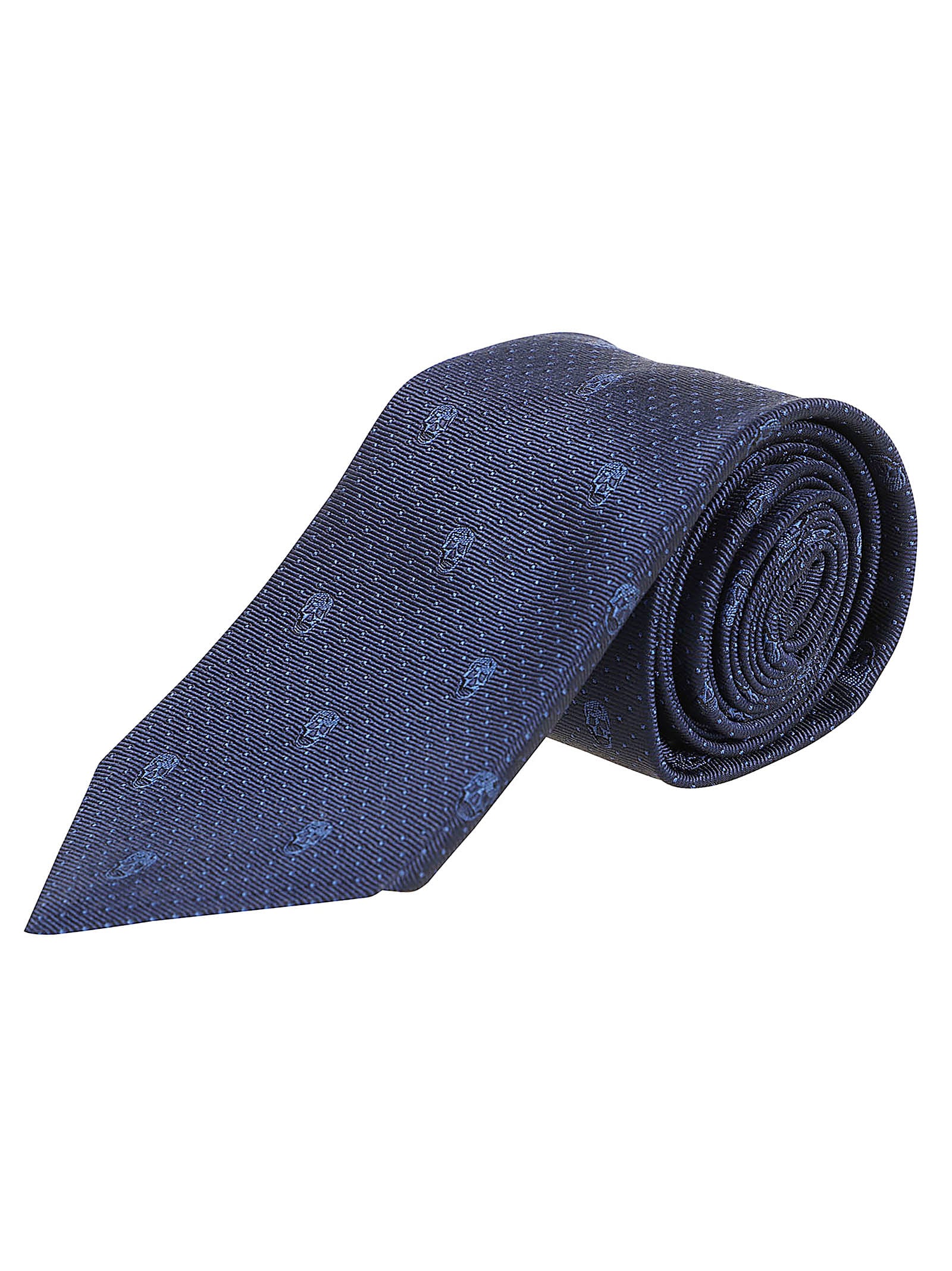 Shop Alexander Mcqueen Tie Skull Polka Dots In Navy Indigo