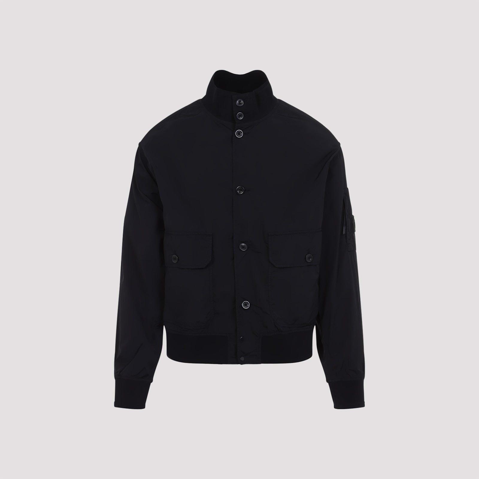 C.p. Company Full Button Sweatshirt With Cotton Poplin Pockets In Total Eclipse
