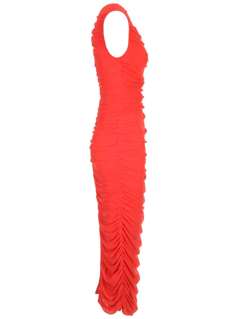 Rotate Birger Christensen Red Midi Dress With Ruffles In Red