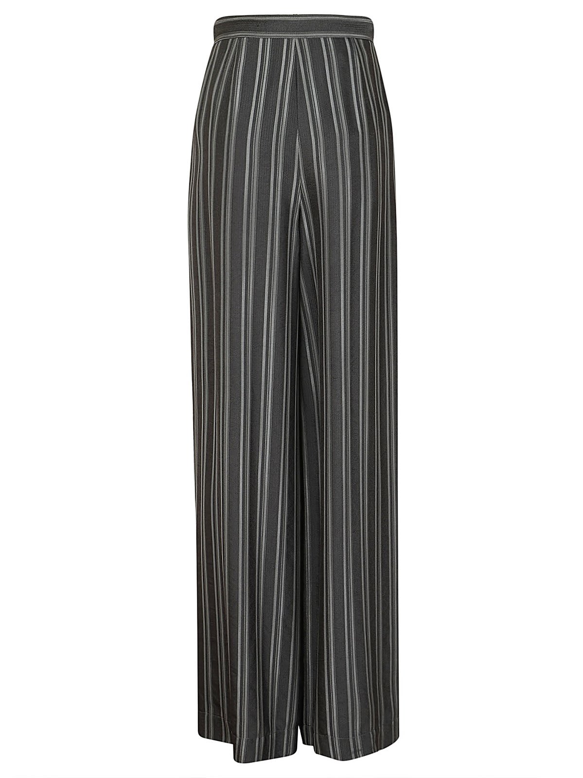 Shop Alberta Ferretti Striped Pleated Trousers In Grigio