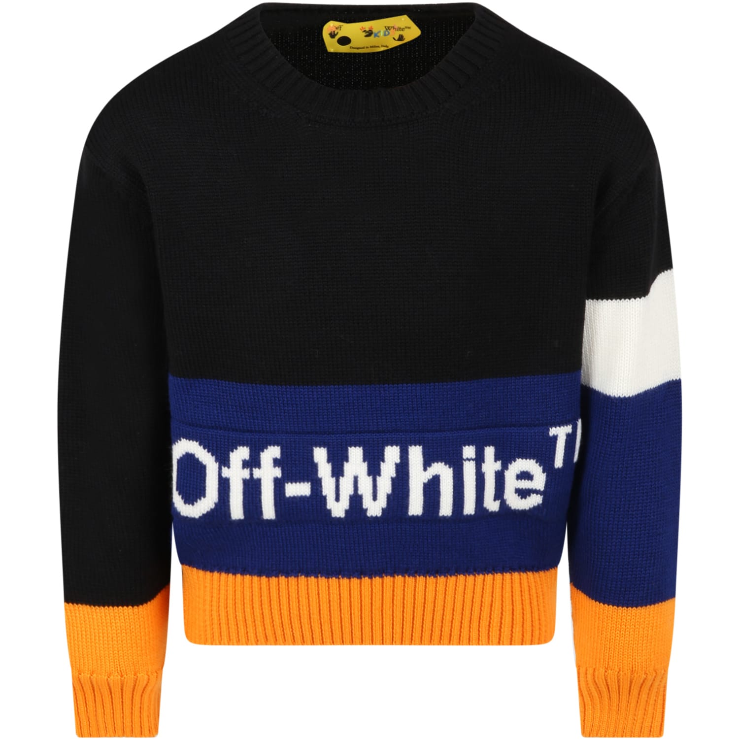 OFF-WHITE BLACK SWEATER FOR BOY WITH LOGO