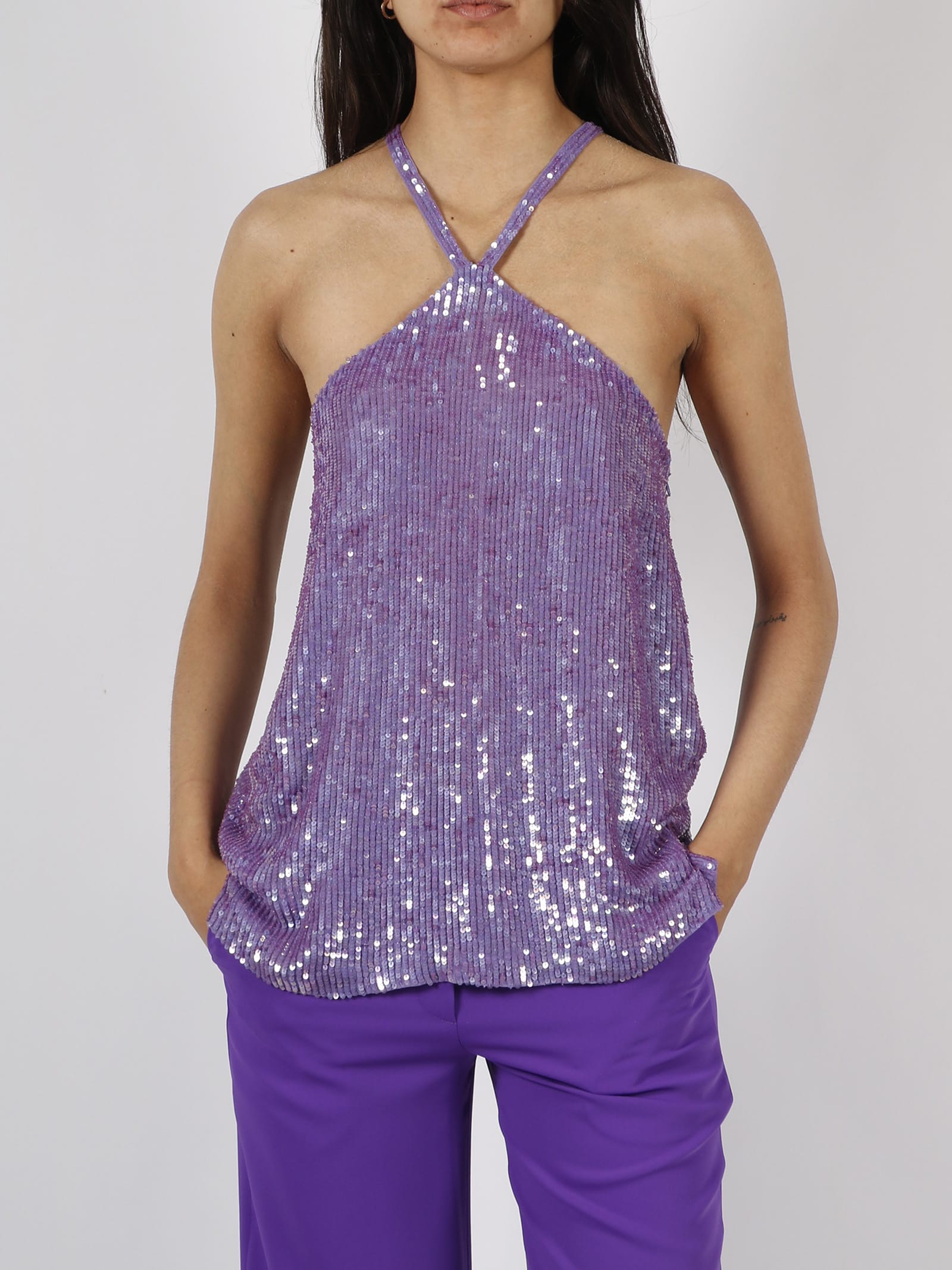 P.a.r.o.s.h Sequins Blouse In Pink & Purple