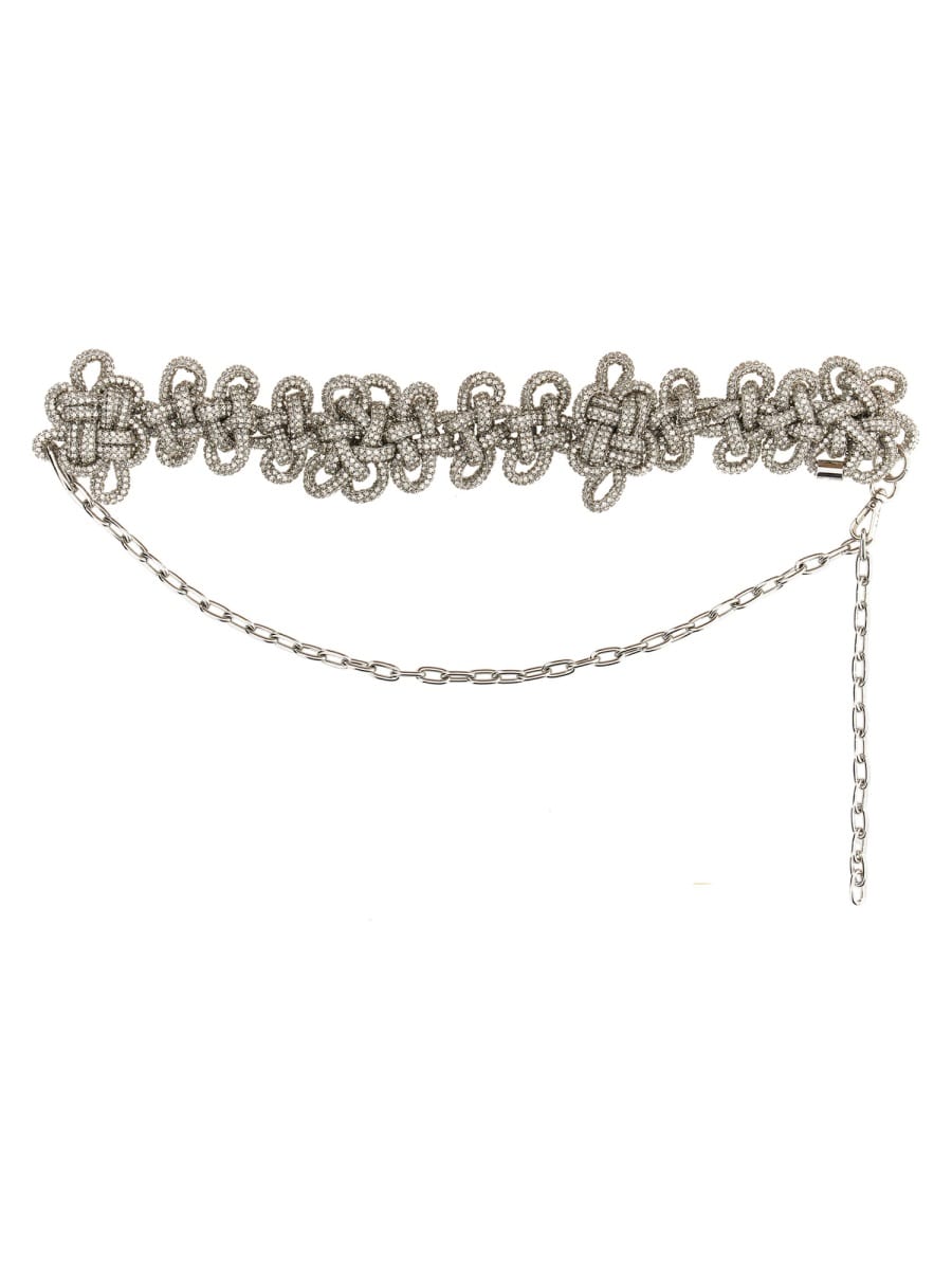 Shop Kara Crystal Knot Belt In Silver