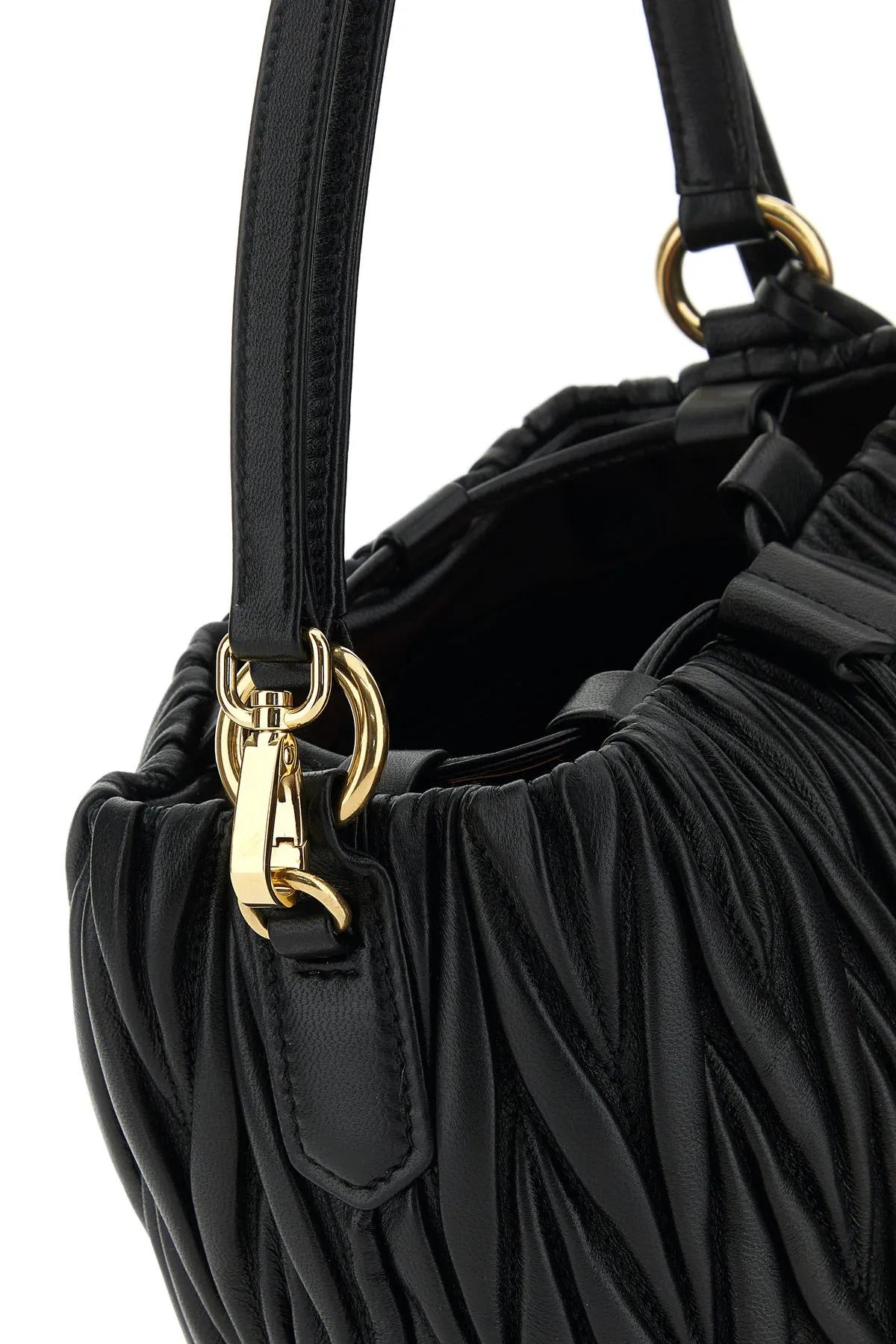 Shop Miu Miu Black Nappa Leather Handbag