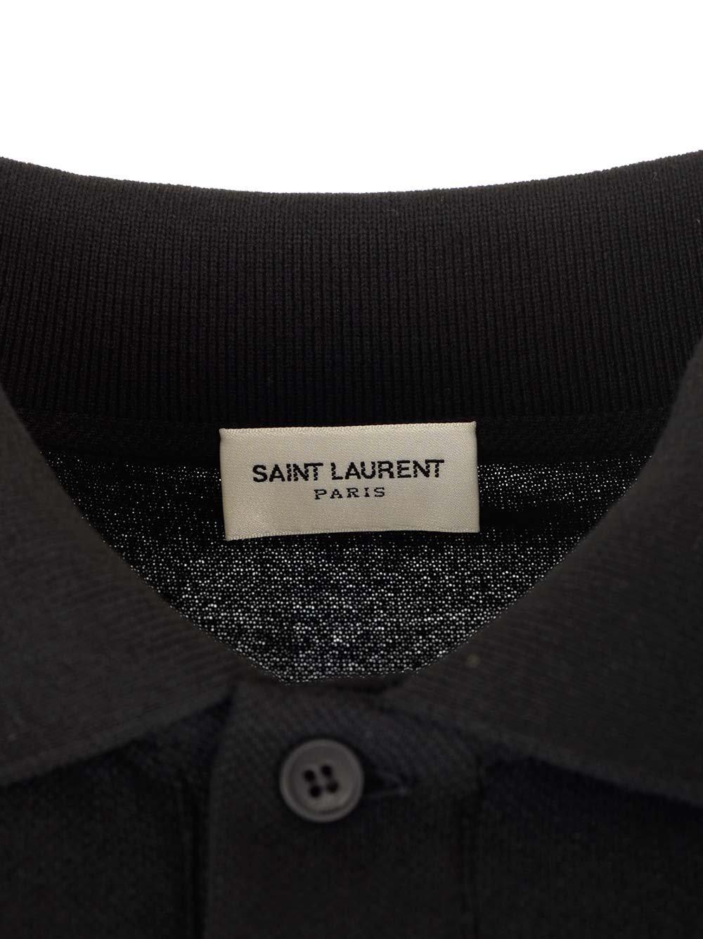 Shop Saint Laurent Button Detailed Long-sleeved Polo Shirt