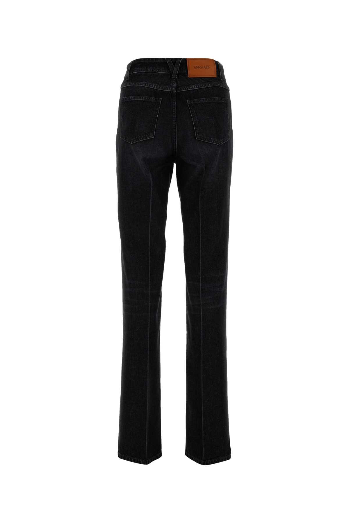 Versace Black Denim Jeans In Midgrey