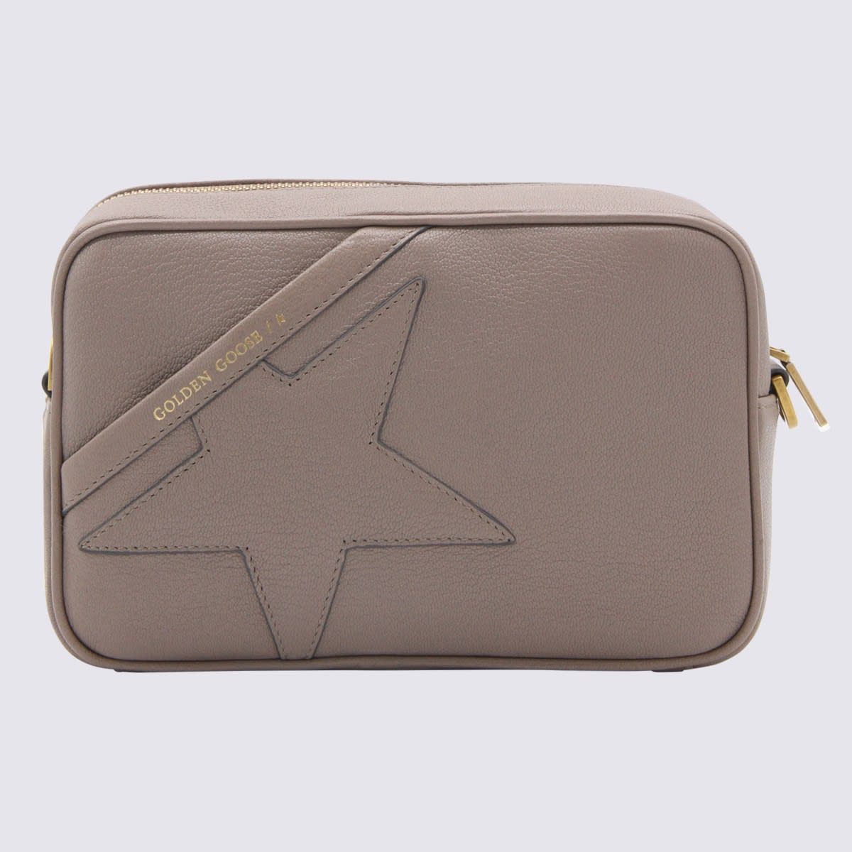 Shop Golden Goose Beige Leather Star Crossbody Bag In Ash