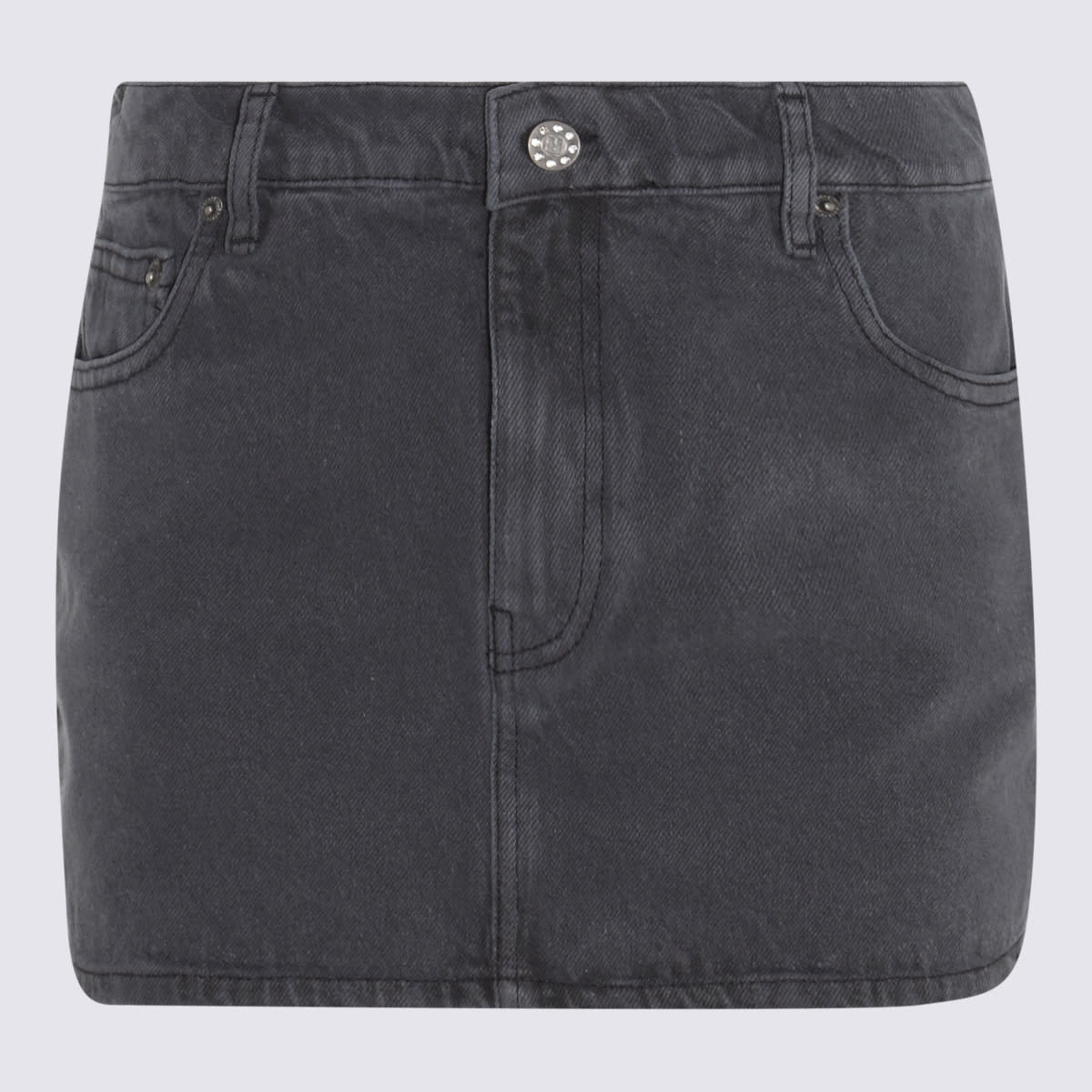 Shop Rotate Birger Christensen Dark Grey Cotton Denim Skirt In Quiet