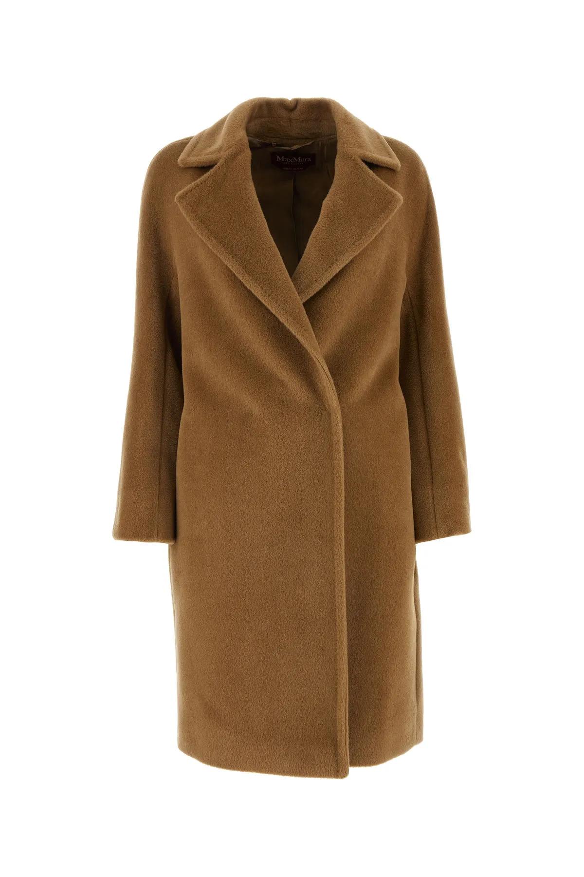 Shop Max Mara Caramel Alpaca Blend Sidney Coat In Cammello