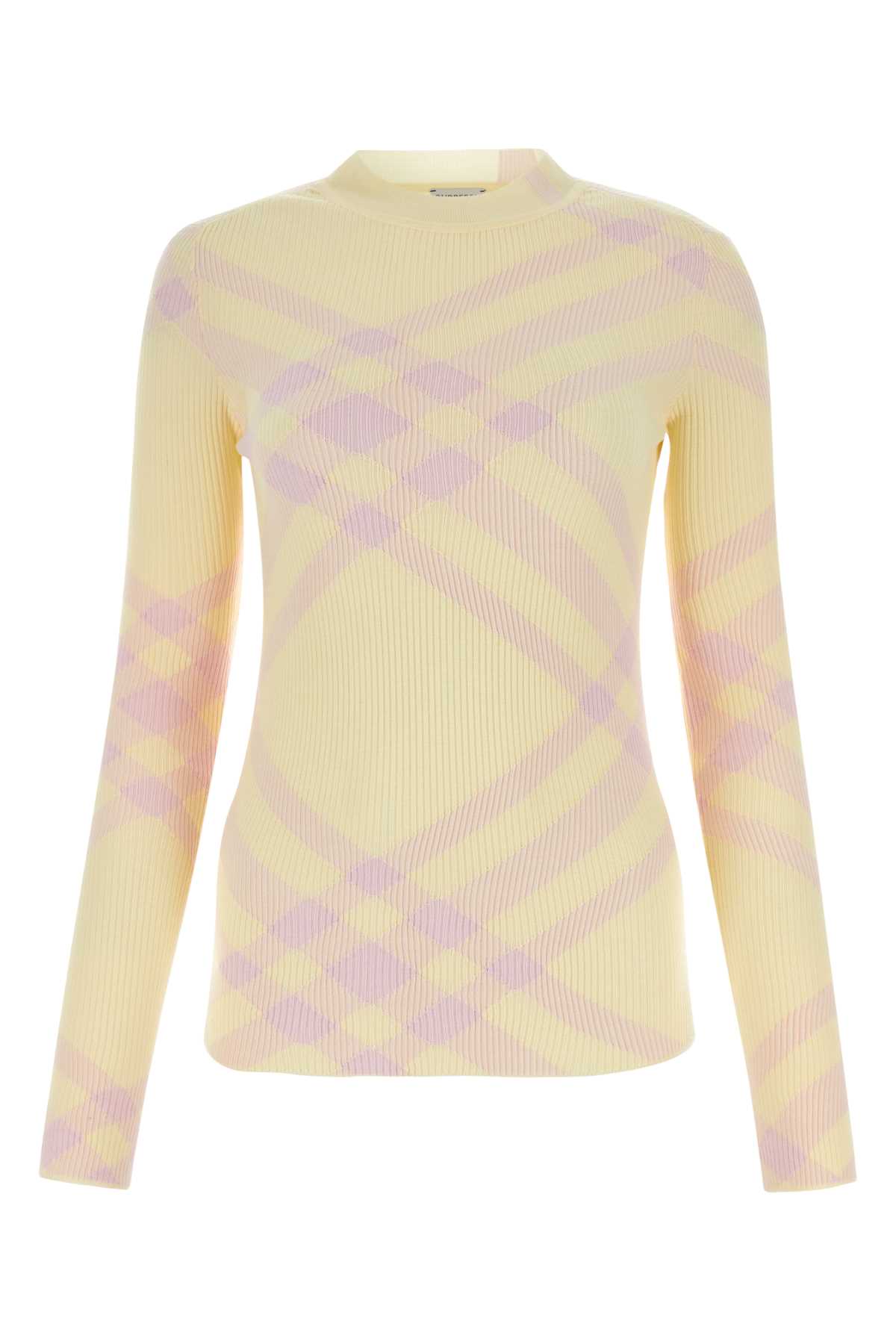 Shop Burberry Embroidered Wool Sweater In Sherbetipcheck