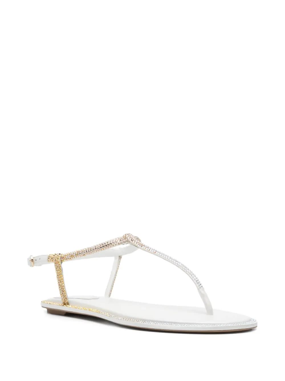 RENÉ CAOVILLA IVORY DIANA SANDAL WITH GOLD AND SILVER CRYSTALS 10 