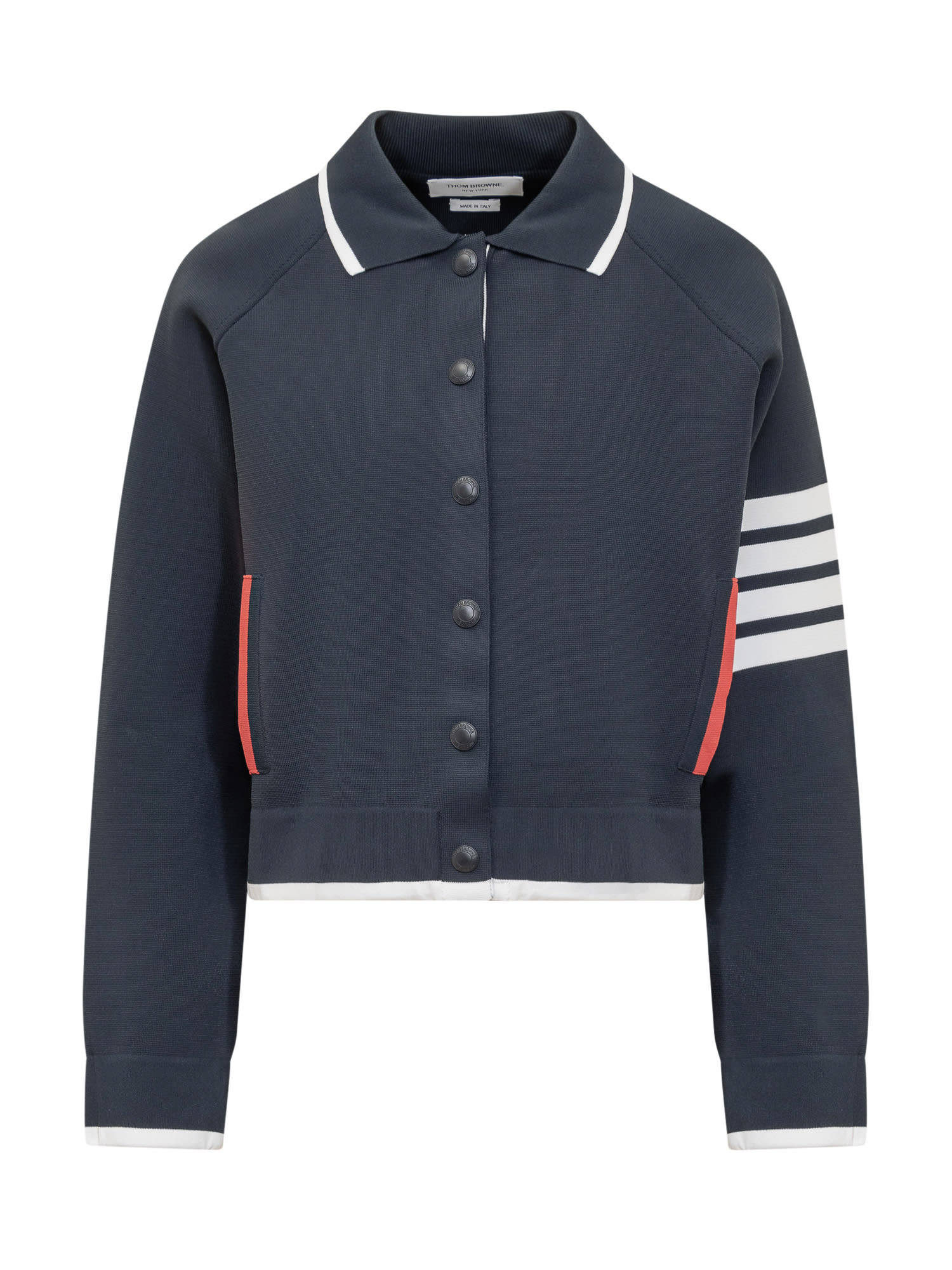 Shop Thom Browne 4-bar Bomber Jacket In Navy