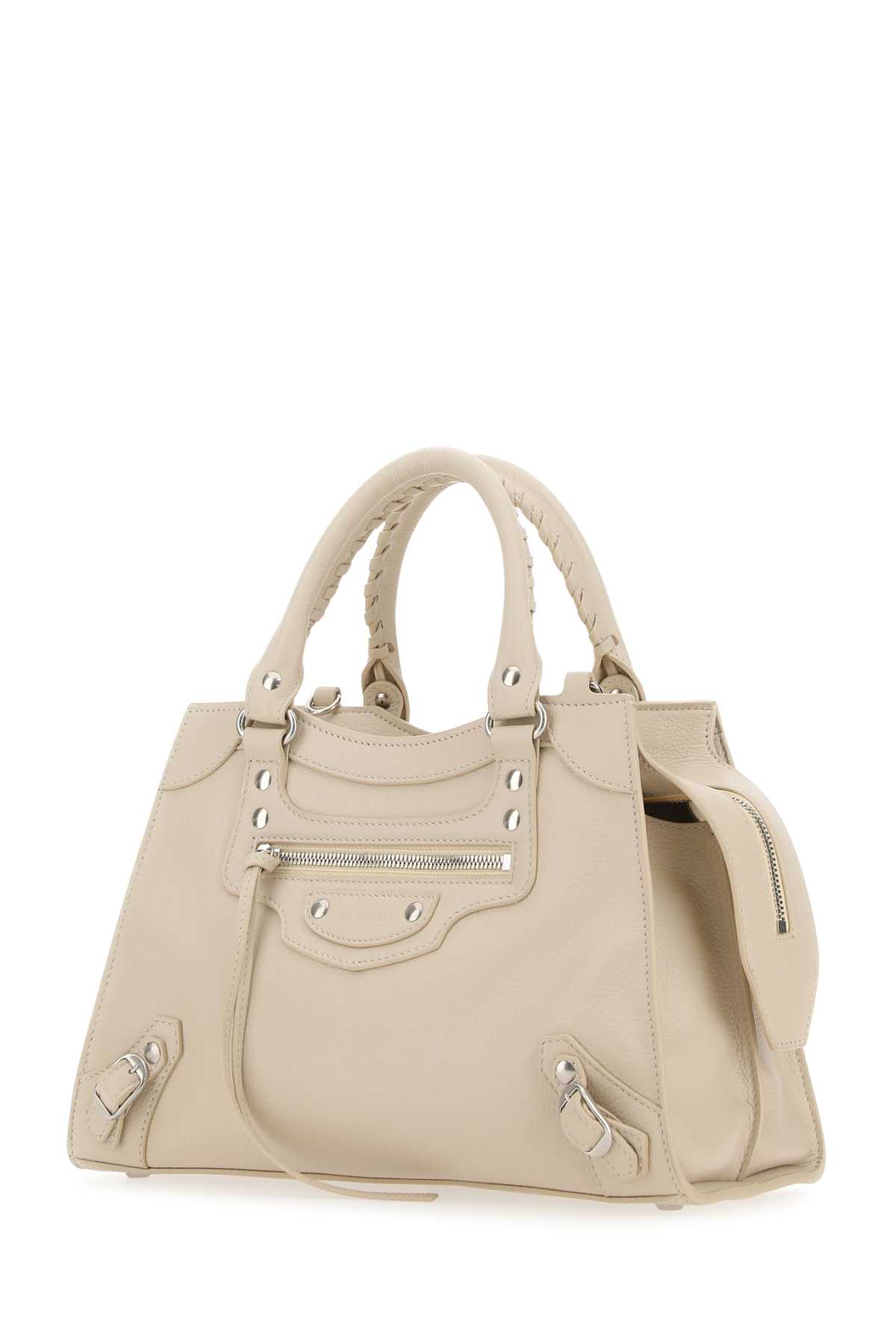 Shop Balenciaga Beige Leather Neo Classic City S Handbag In Cream