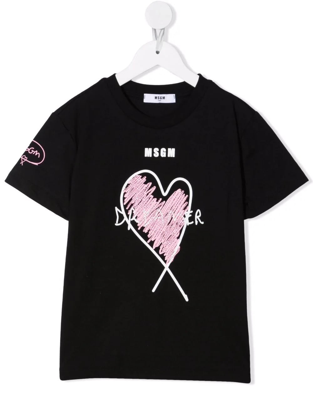 MSGM Kids Black T-shirt With Logo And Dreamer Print