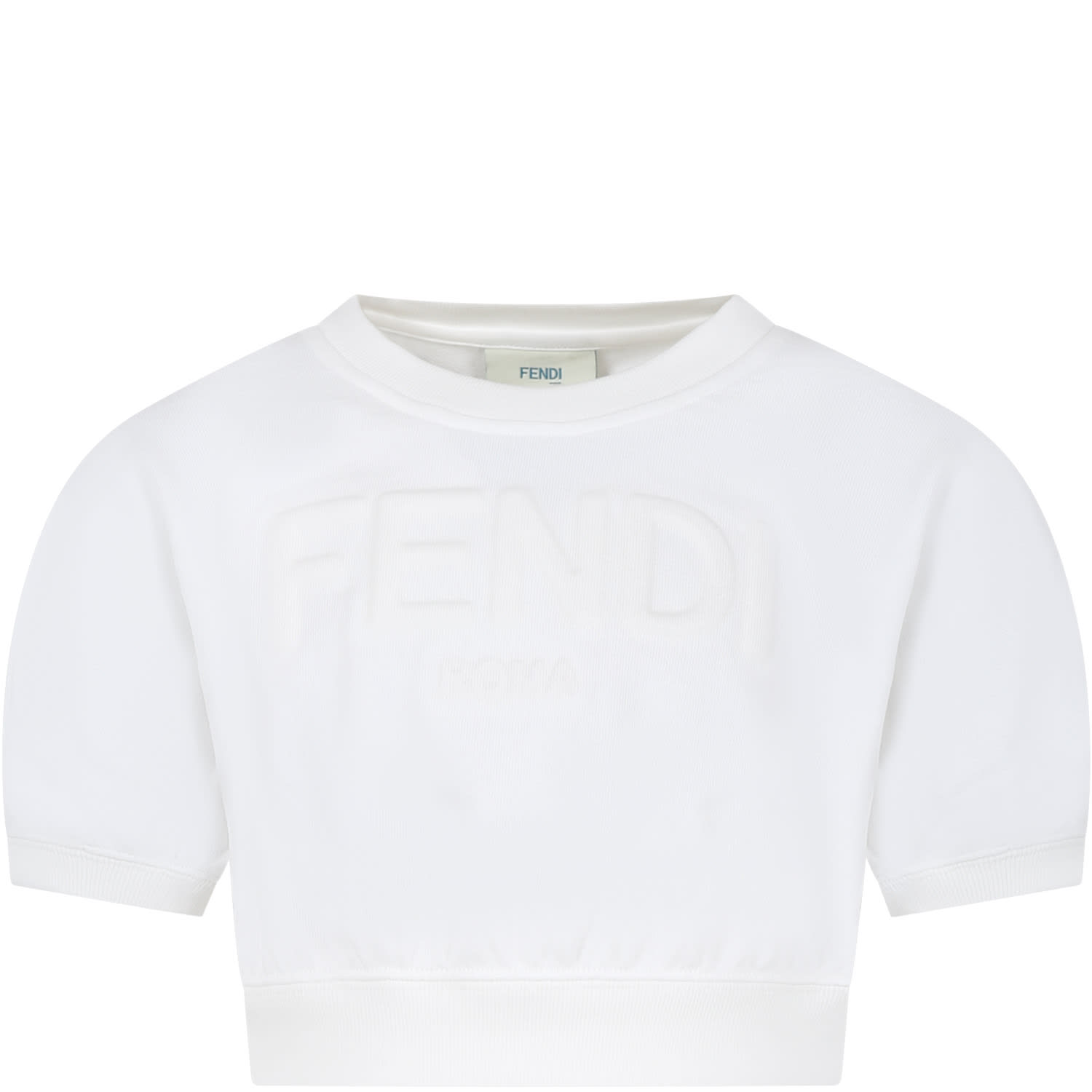 Fendi Kids' White Sweatshirt For Girl With Logo