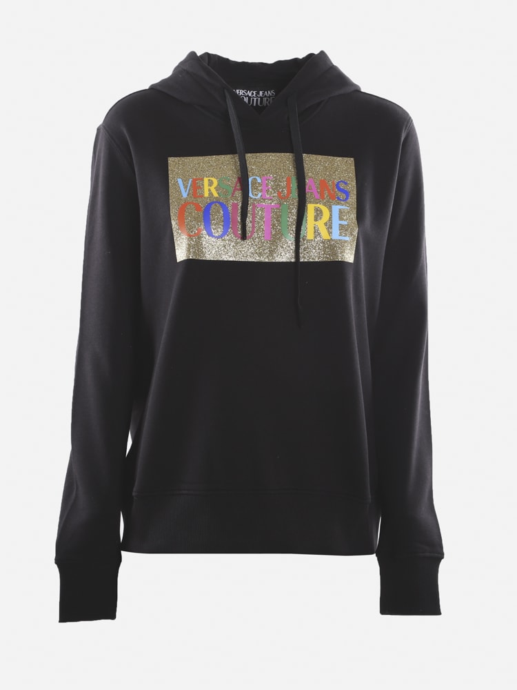 Versace Jeans Couture Cotton Sweatshirt With Lurex Logo Print