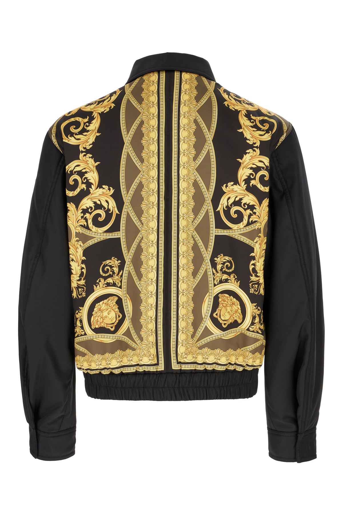 VERSACE BLACK NYLON AND POLYESTER PADDED BOMBER JACKET 