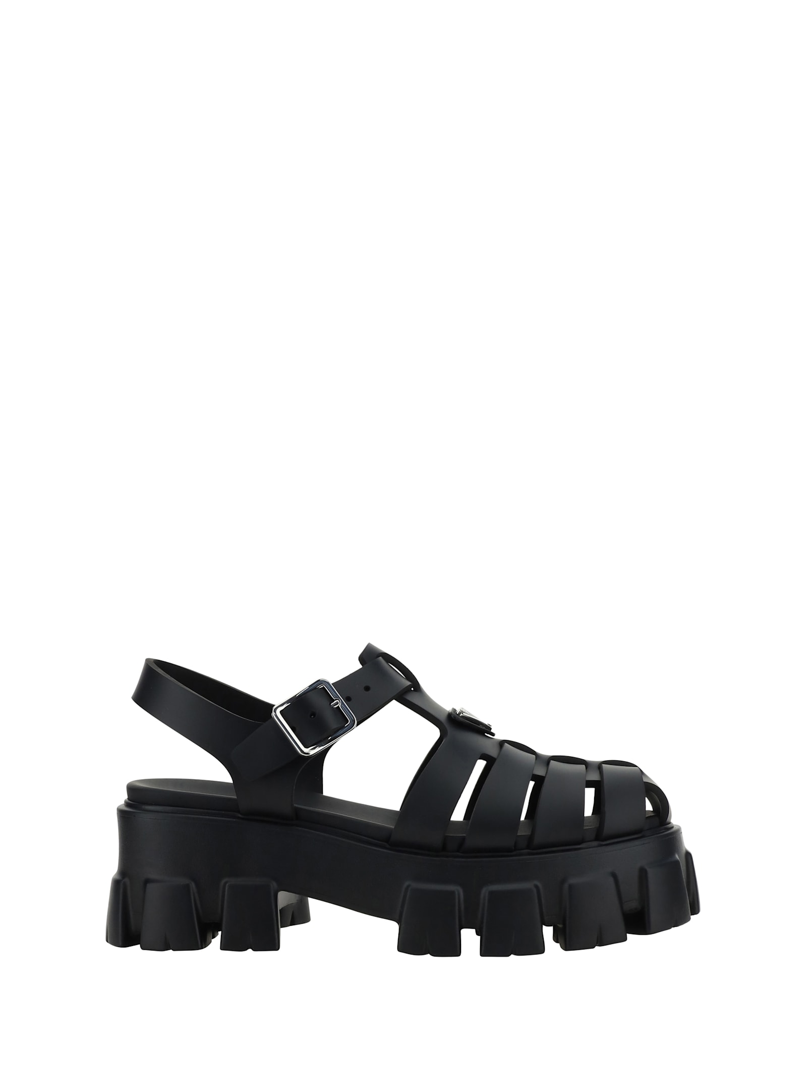 Prada Rubber Logo Chunky-sole Fisherman Sandals In Black