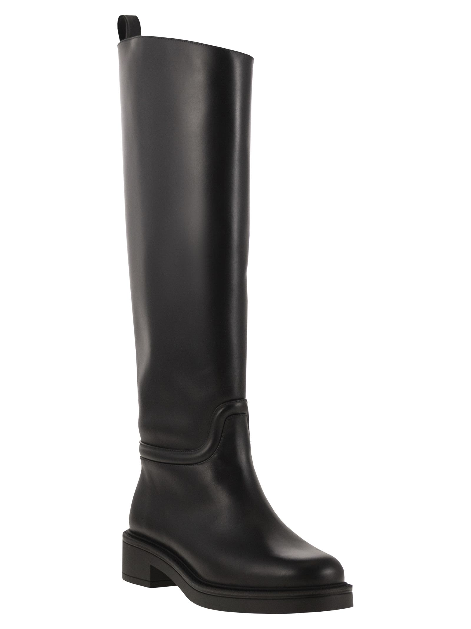 Stuart Weitzman Knee-high Block Heel Celia Leather Boots In Black