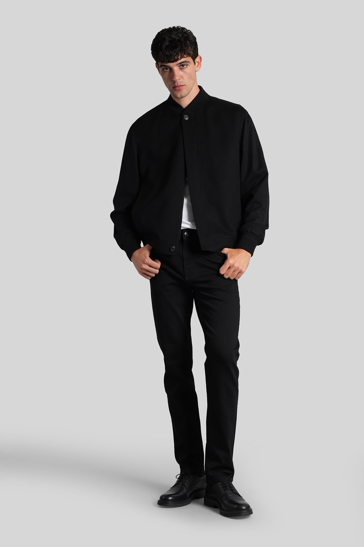 Zegna Bomber Jacket In Black Cashmere In Black