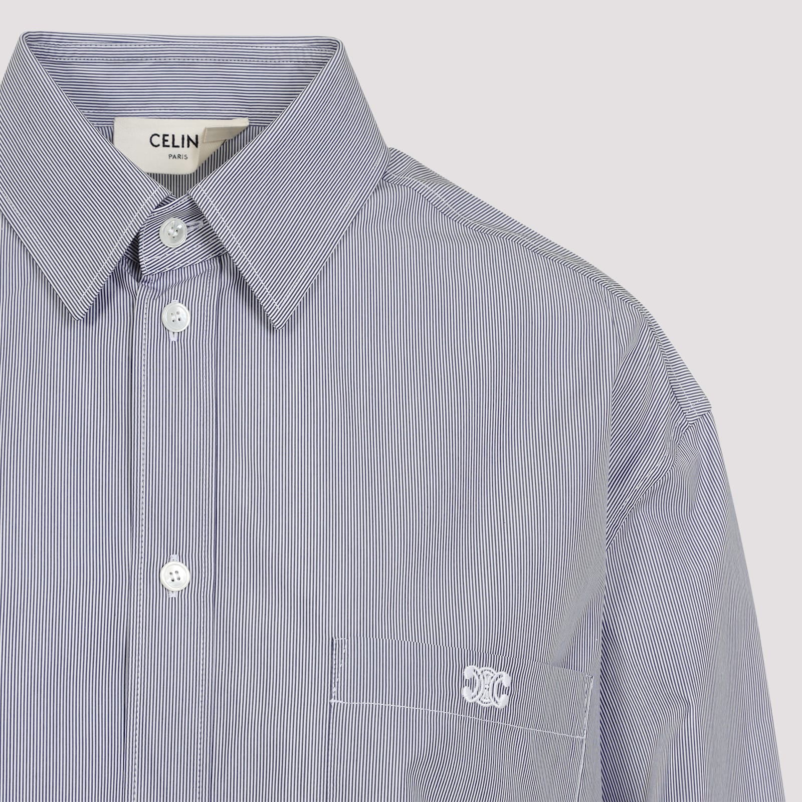 Celine Triomphe Cropped Shirt In Blue