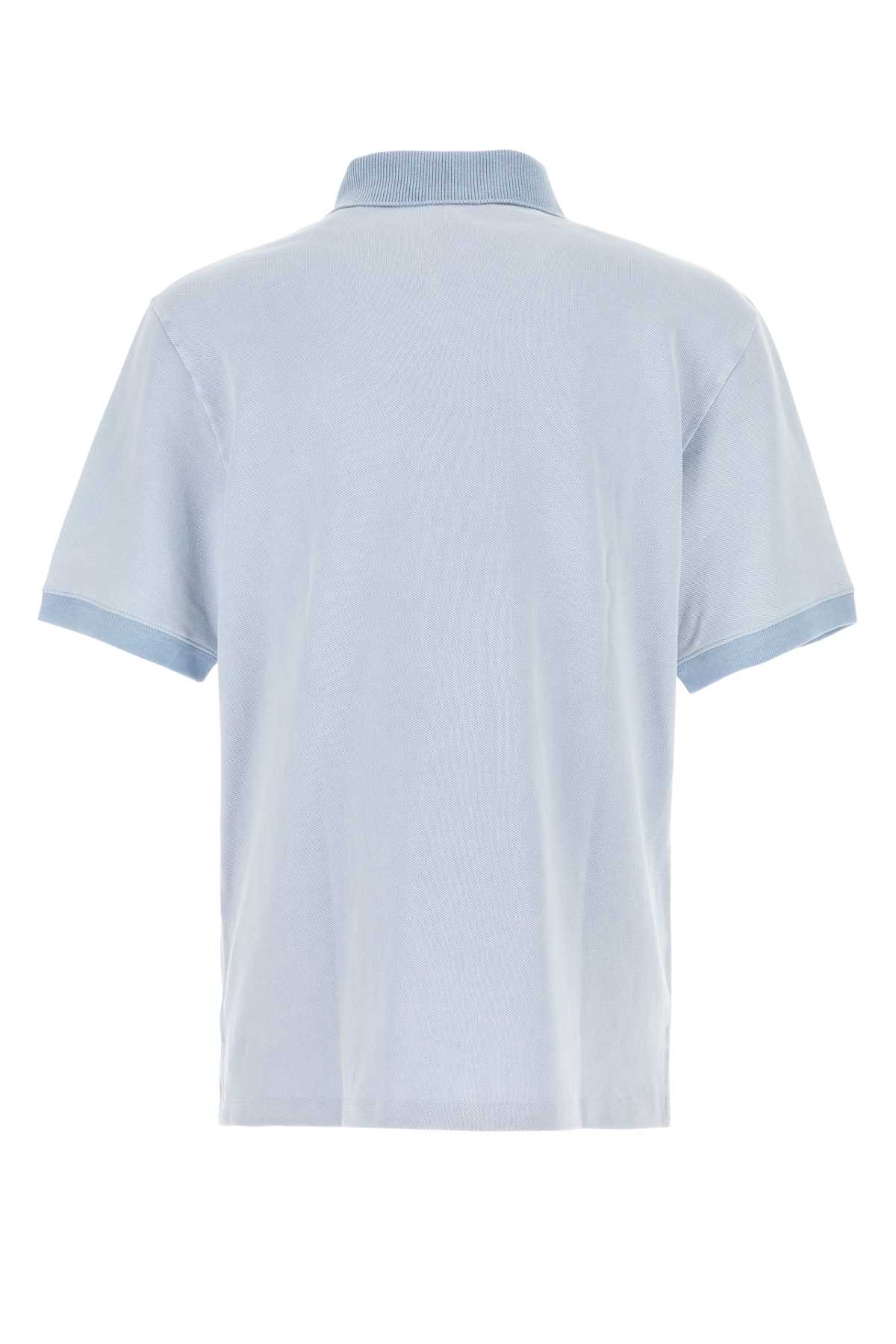 Loewe Piquet Polo Shirt With Ribbed Collar And Short Sleeves In Blue