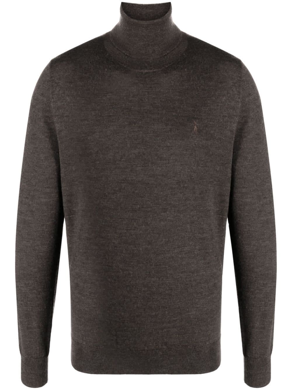 Shop Polo Ralph Lauren Long Sleeve Turtle Neck Pullover In Brown Heather