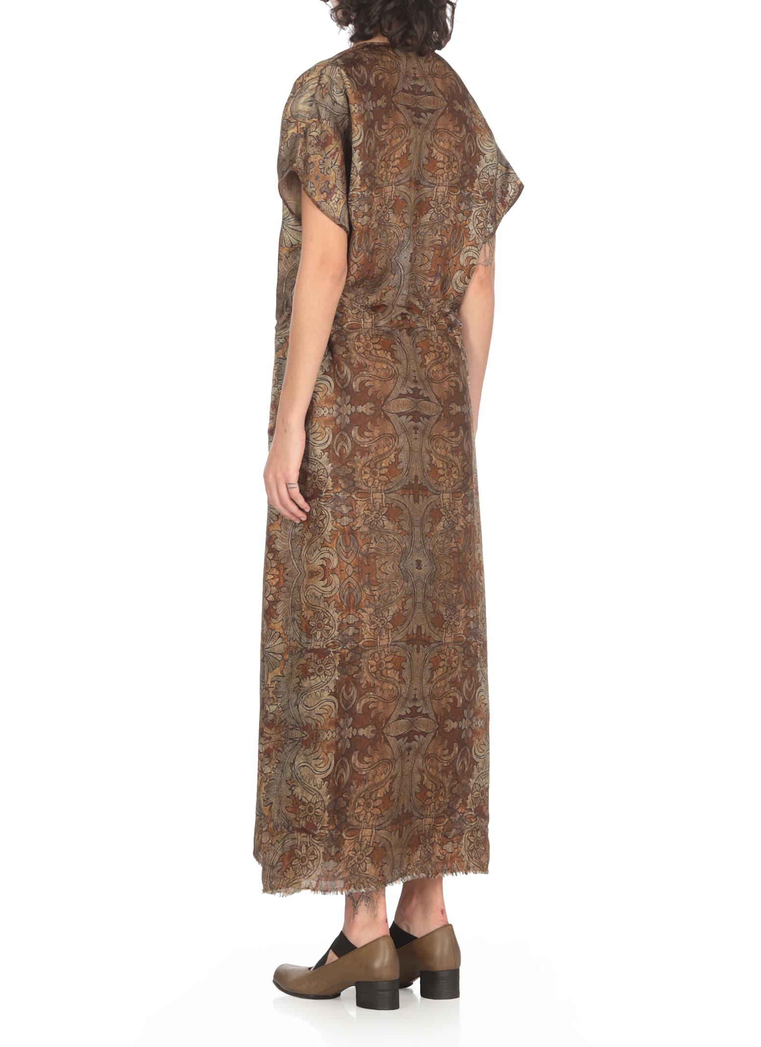 Shop Uma Wang Dress With Floral Pattern In Brown