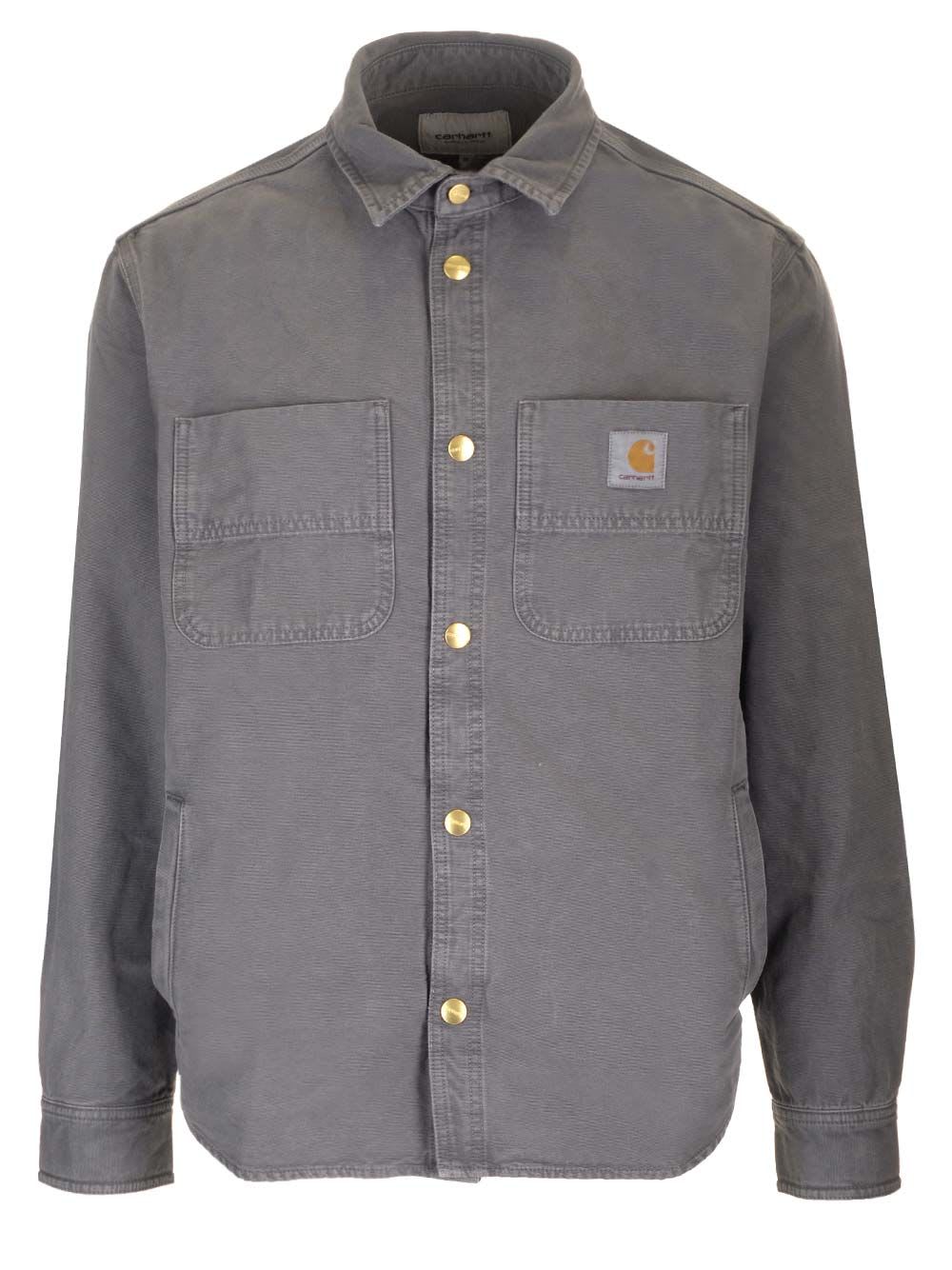 Shop Carhartt Conro Shirt Jacket Graphite Stone Dyed In Grey