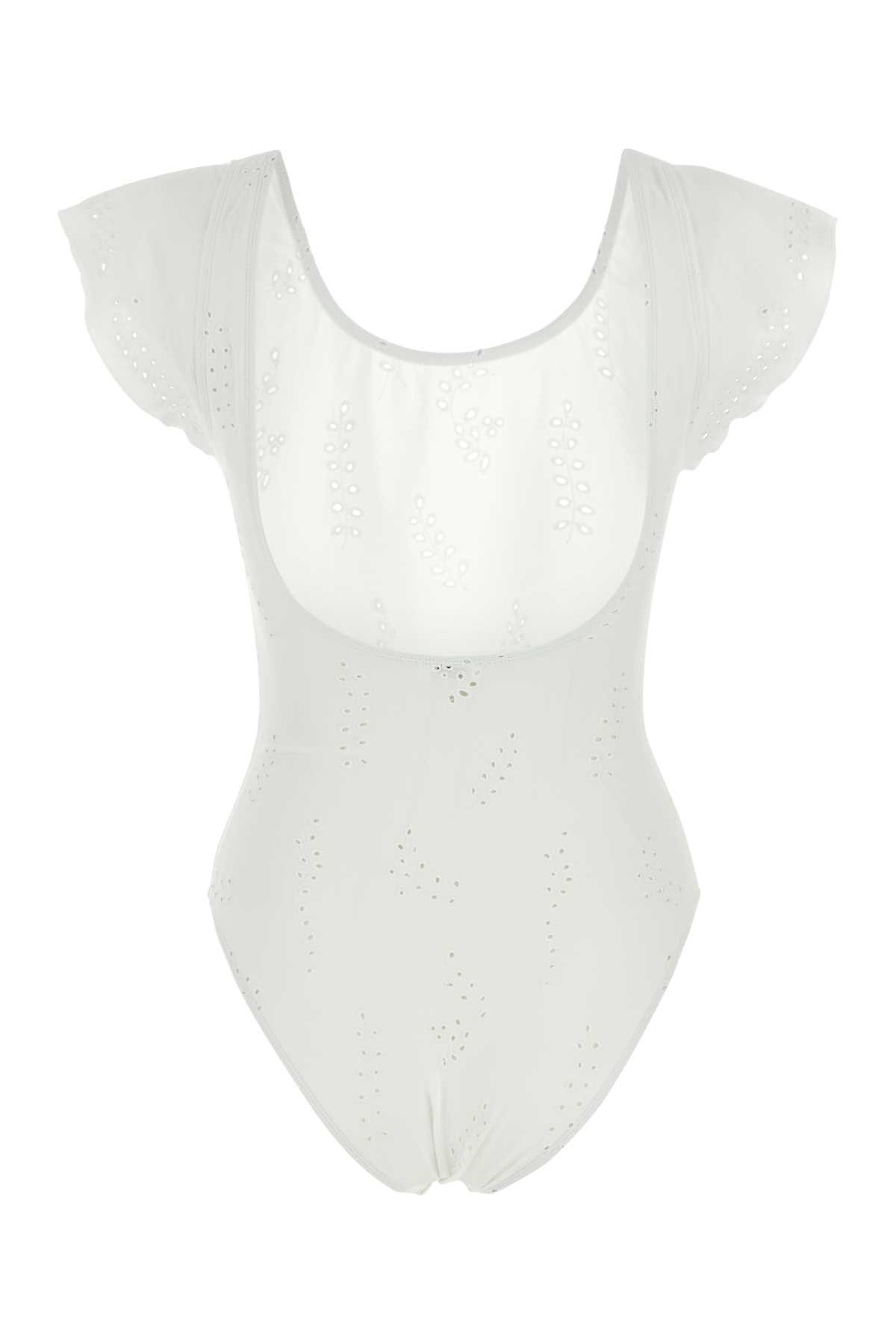 Shop Chloé White Stretch Nylon Blend Philippine Chloã© X Eres Swimsuit In Iconicmilk