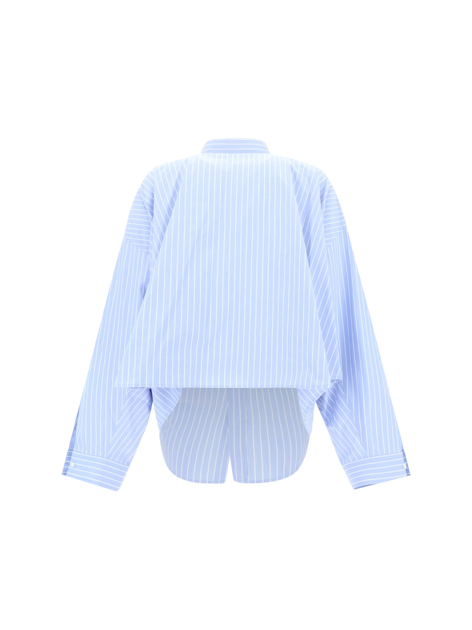 Shop Balenciaga Asymmetric Shirt In Sky Blue/white