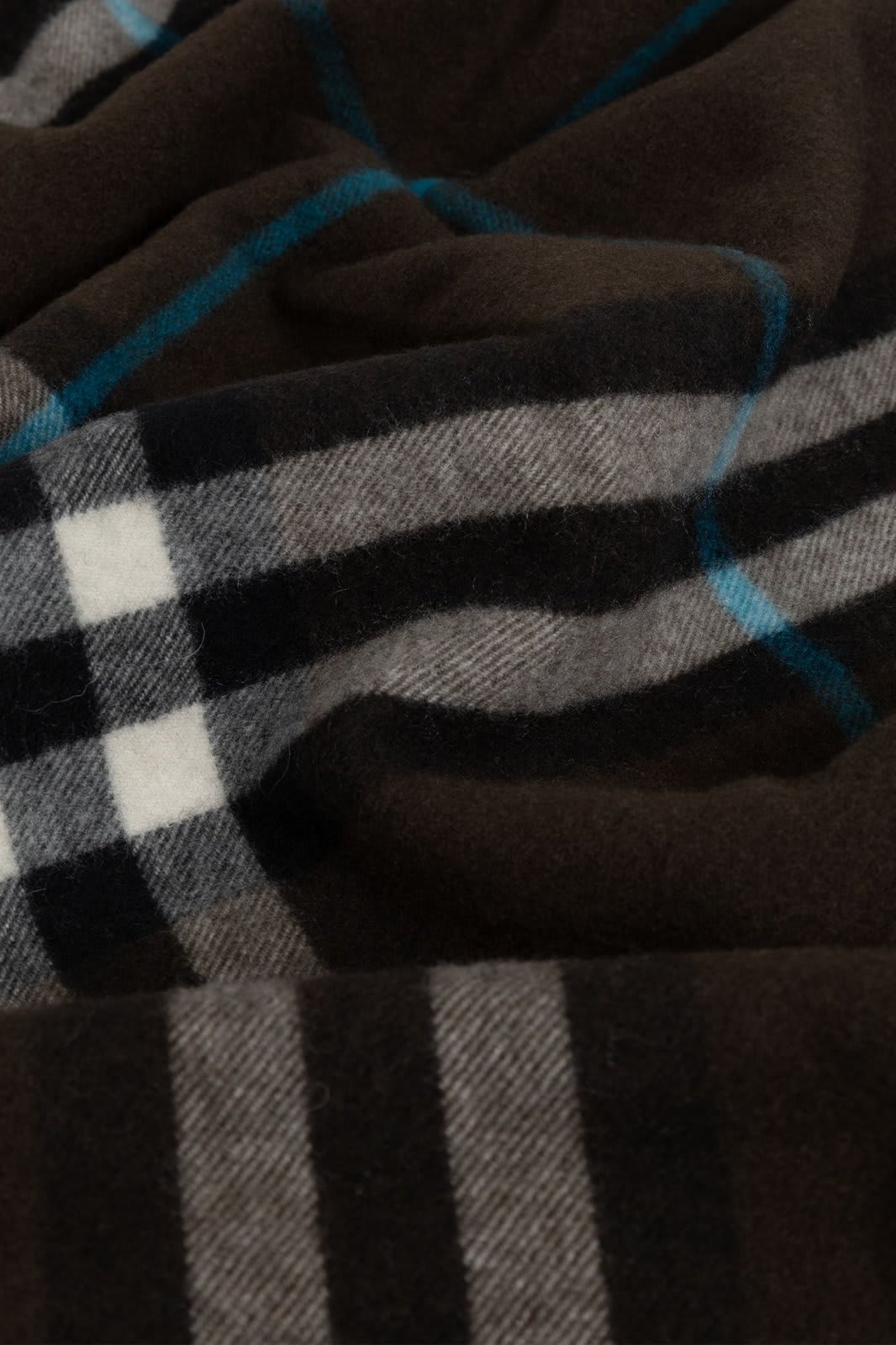 Shop Burberry Check Printed Fringed-edge Scarf In Black