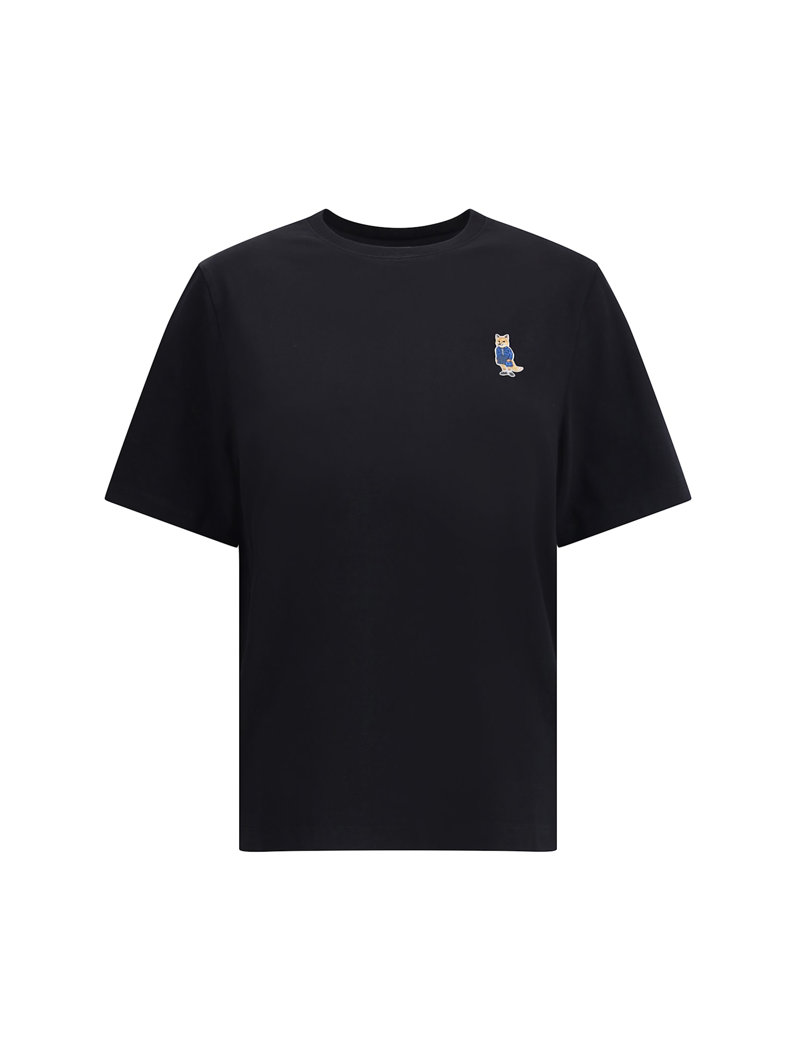 Maison Kitsuné Black Dressed Fox Cotton T-shirt In Black